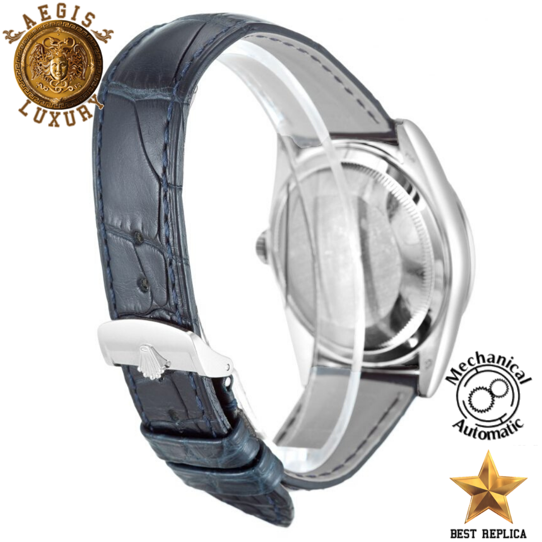 replica rolex day date ii silver stainless steel luxury watch side profile