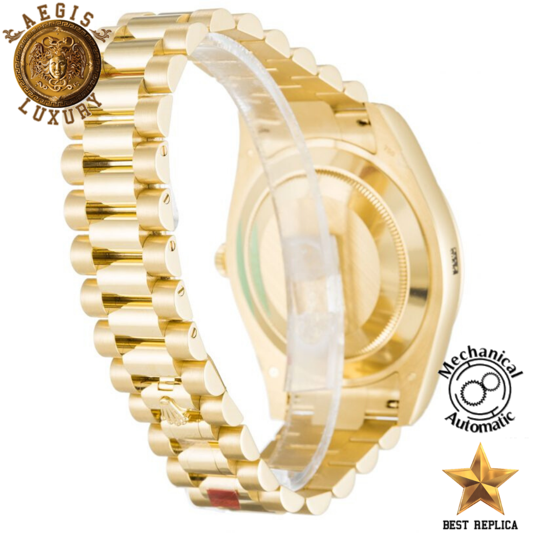 replica rolex day date ii yellow gold stainless steel luxury watch side profile