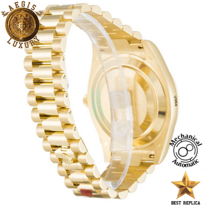 replica rolex day date ii yellow gold stainless steel luxury watch side profile