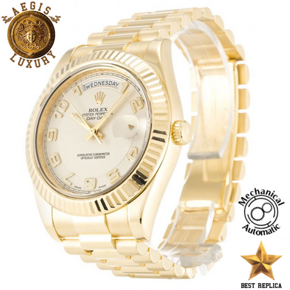 replica rolex day date ii ivory white dial premium luxury watch angle view