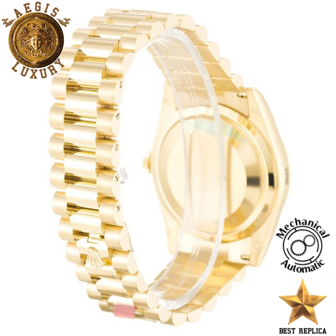replica rolex day date ii yellow gold stainless steel luxury watch side profile