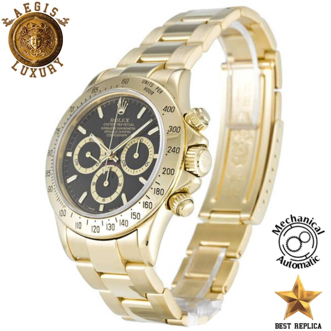 replica rolex daytona black baton dial chronograph watch buvola
