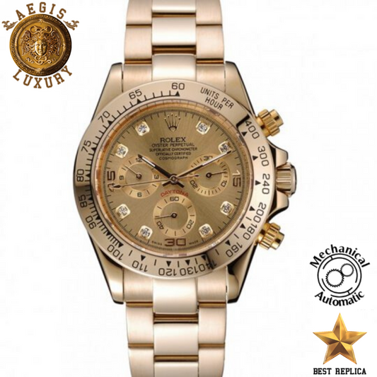 replica rolex daytona brown dial diamond markers full gold watch buvola