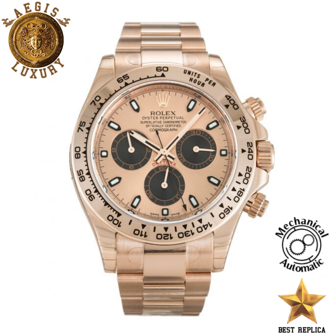 replica rolex daytona everose gold baton dial full rose gold watch buvola