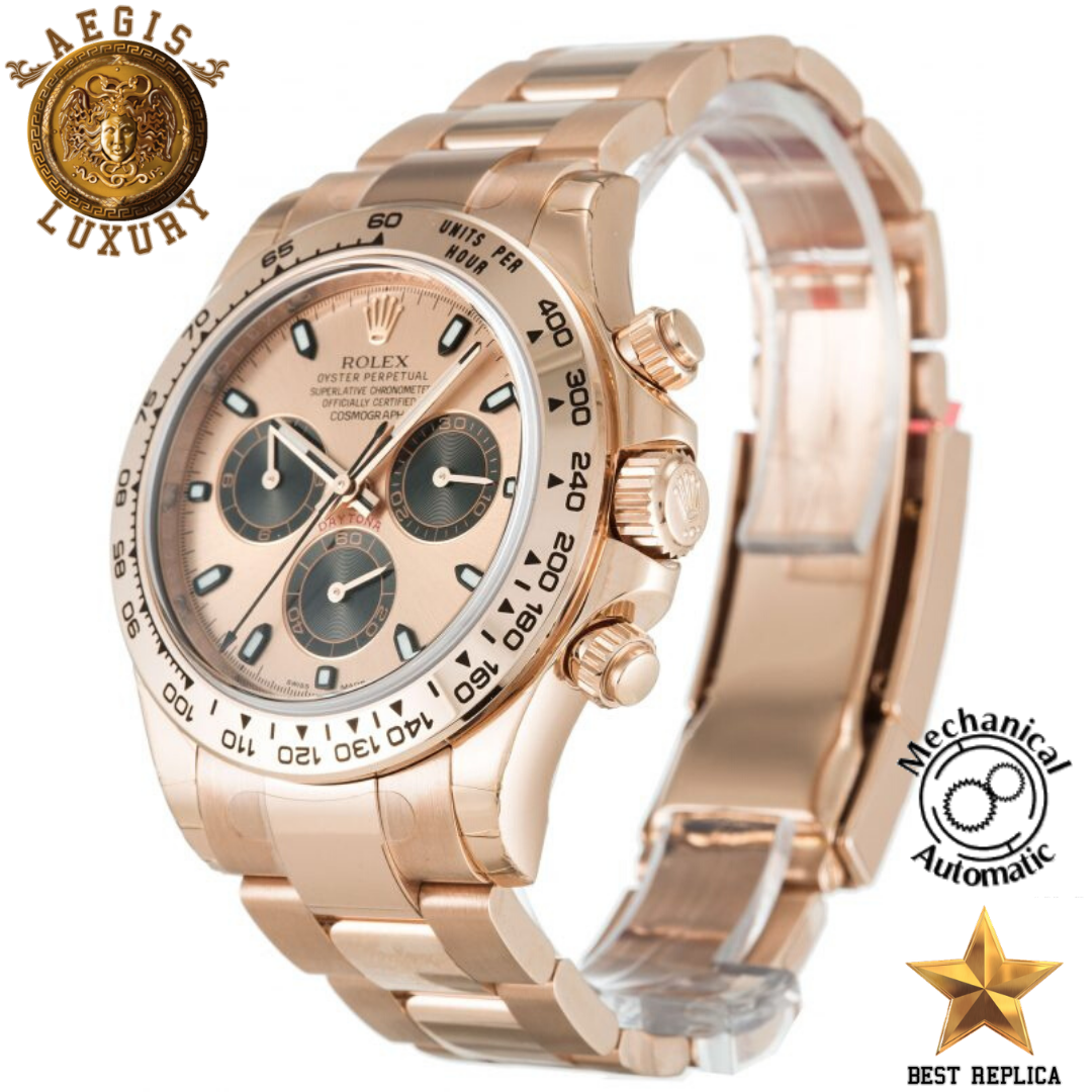 replica rolex daytona rose gold baton dial luxury watch buvola