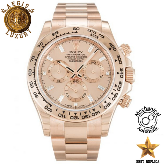 replica rolex daytona everose gold dial full rose gold watch buvola