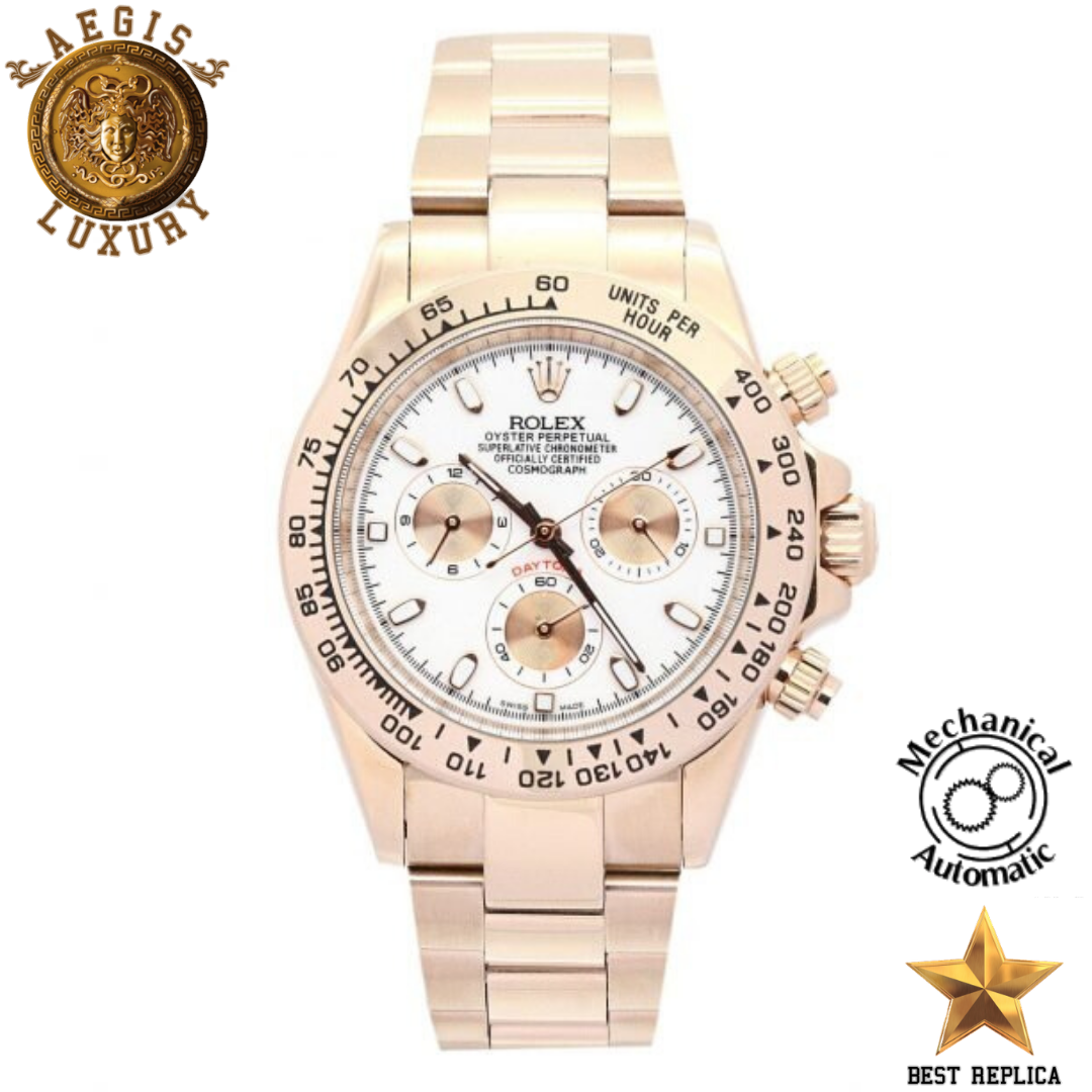 replica rolex daytona everose gold ivory dial watch buvola