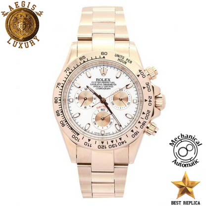 replica rolex daytona everose gold ivory dial watch buvola