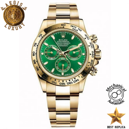 replica rolex daytona green dial gold bezel two tone watch buvola