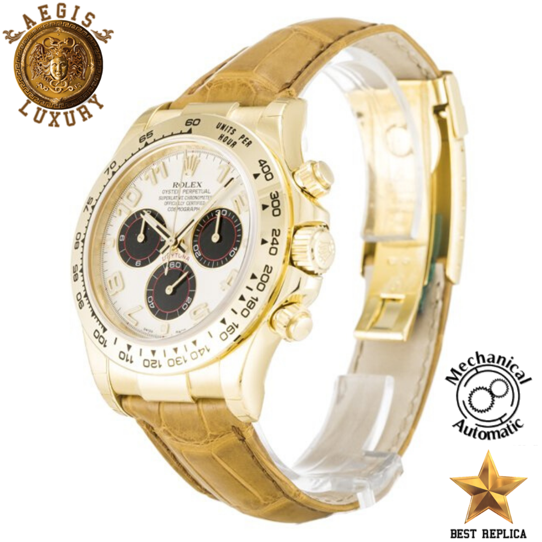 replica rolex daytona white black panda dial leather strap watch buvola