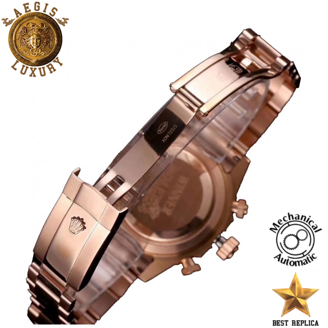 replica rolex daytona rainbow bezel black dial watch buvola