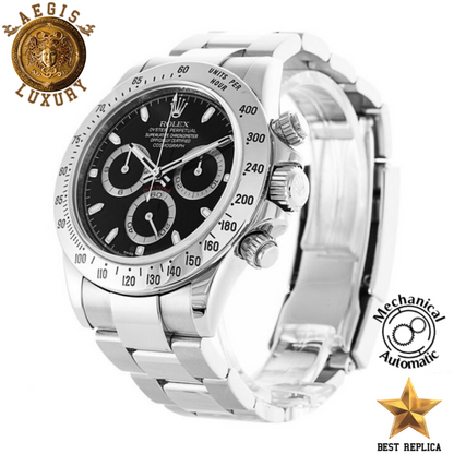replica rolex daytona black dial chronograph watch buvola