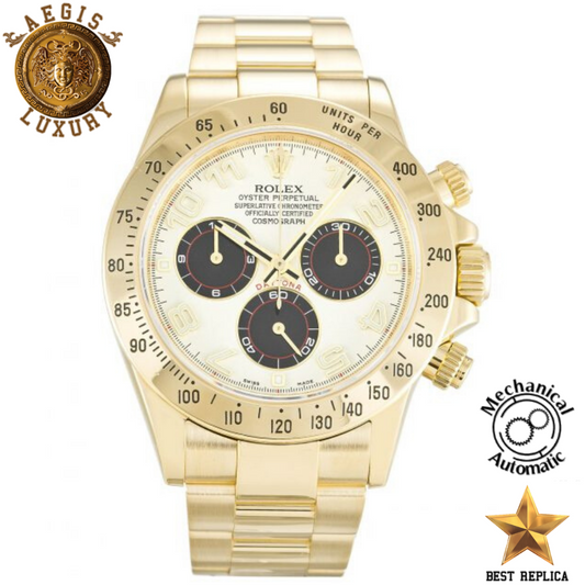 replica rolex daytona white dial gold bezel two tone watch buvola