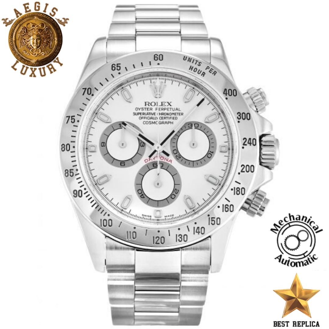 replica rolex daytona white dial stainless steel watch buvola