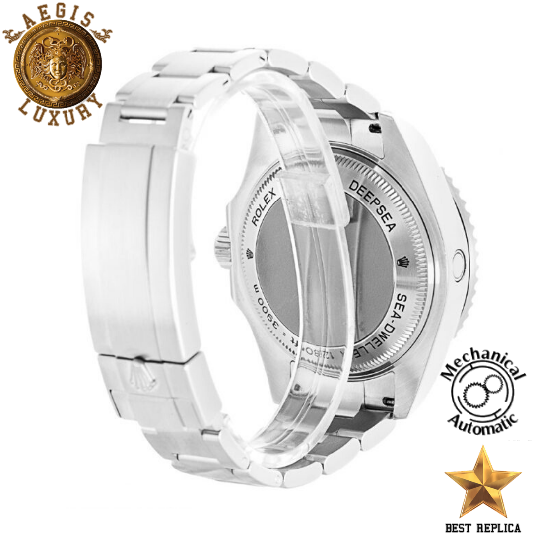 replica rolex deepsea silver stainless steel luxury watch side profile