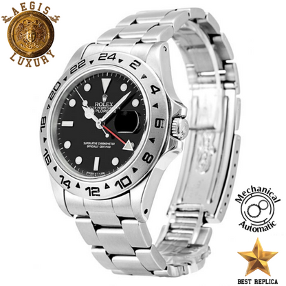 replica rolex explorer black dial premium luxury watch angle view