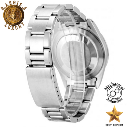 replica rolex explorer silver stainless steel luxury watch side profile