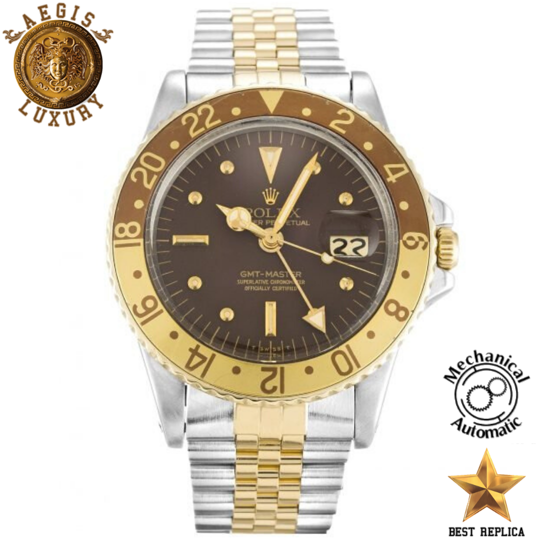 replica rolex gmt master 1675 8 vintage brown nipple dial rootbeer bezel watch buvola