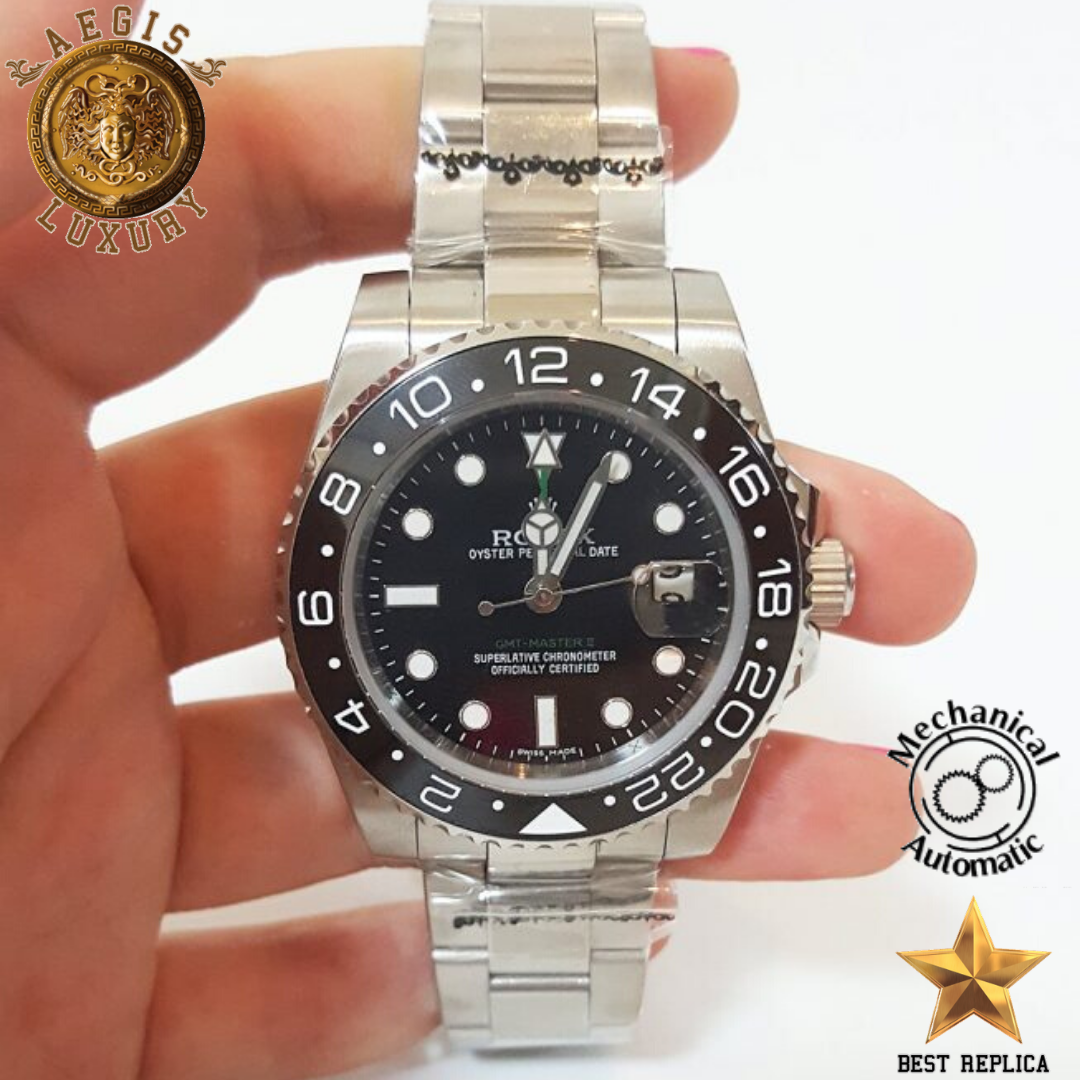 replica rolex gmt master ii black luxury watch buvola