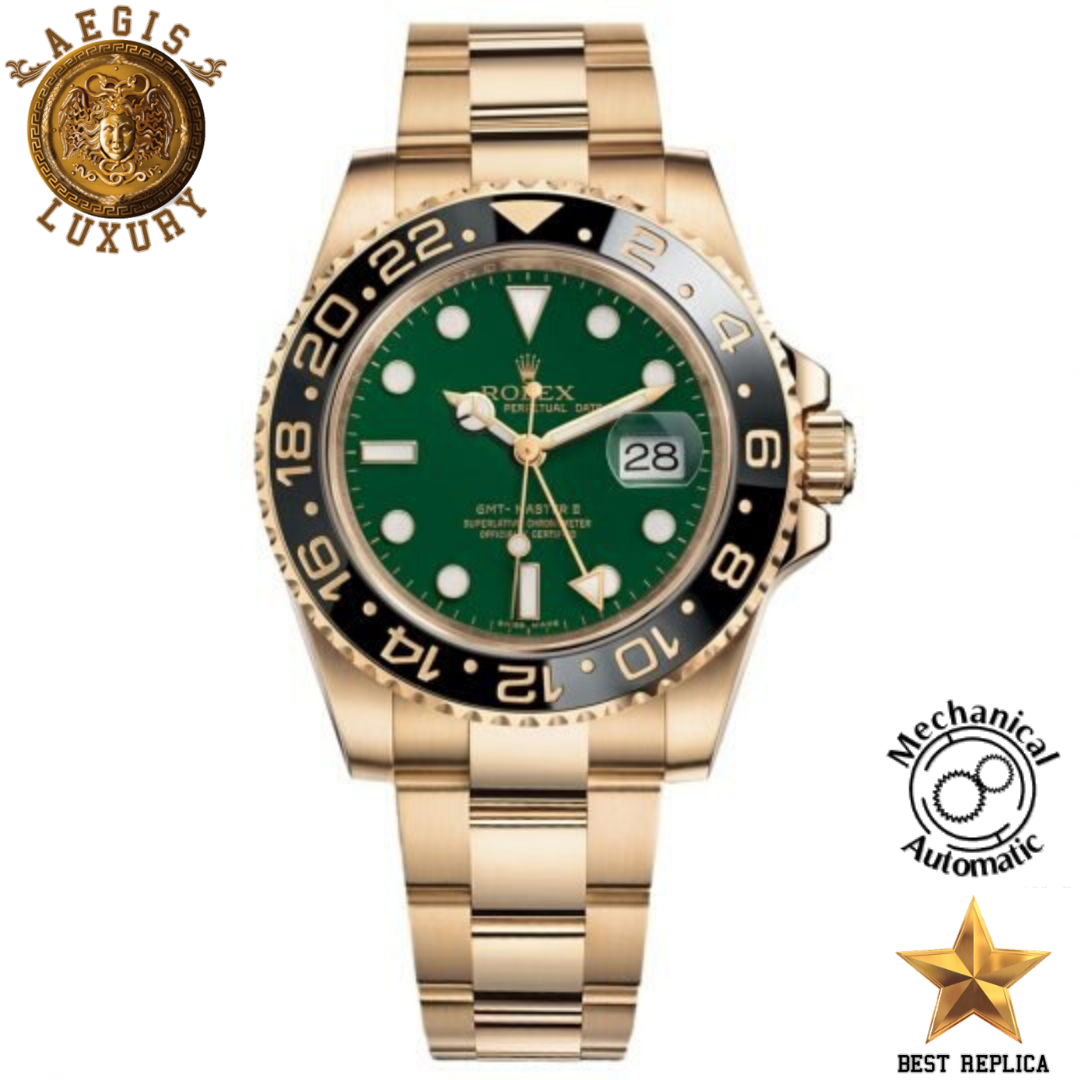 replica rolex gmt master ii green gold watch buvola