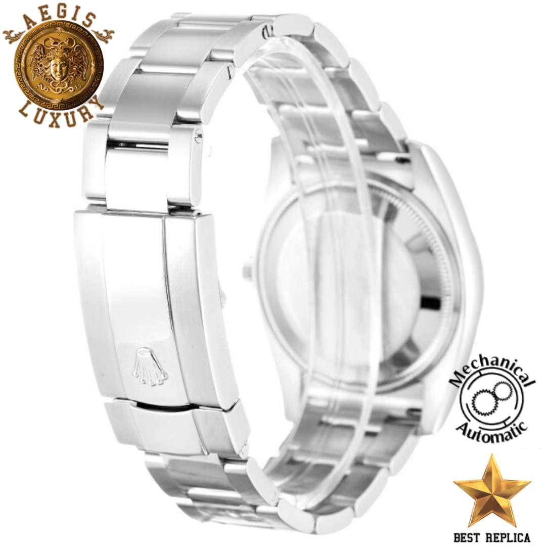 replica rolex oyster perpetual stainless steel luxury watch side profile