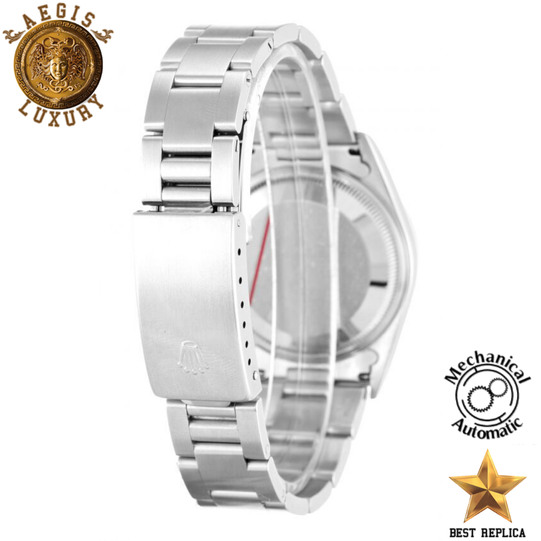 replica rolex oyster perpetual stainless steel luxury watch side profile