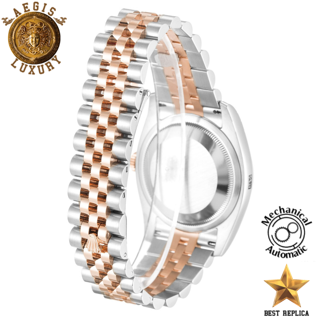 replica rolex oyster perpetual datejust rose gold two tone stainless steel luxury watch side profil