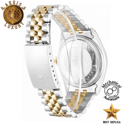 replica rolex oyster perpetual datejust two tone stainless steel jubilee luxury watch side profile