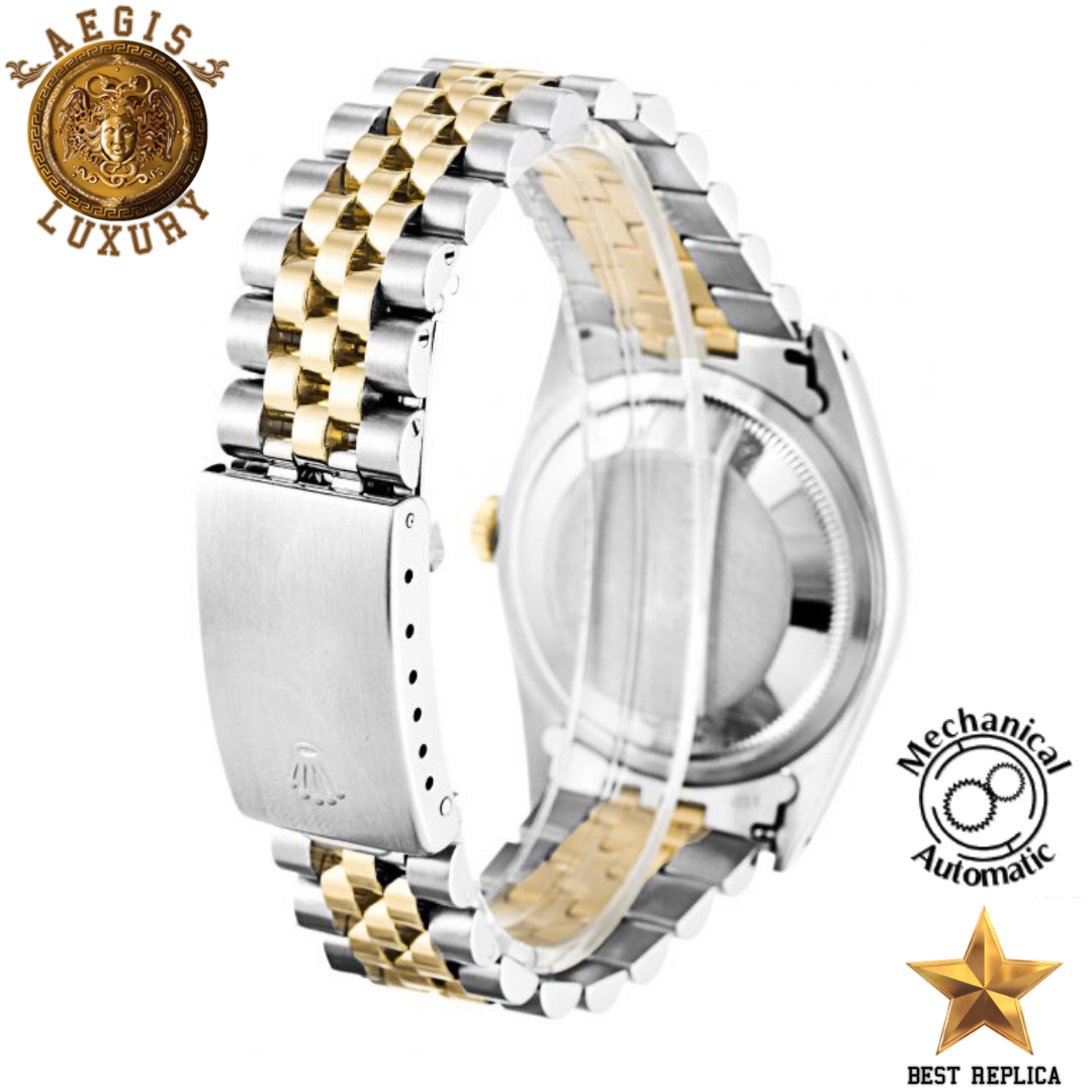 replica rolex oyster perpetual datejust two tone stainless steel jubilee luxury watch side profil