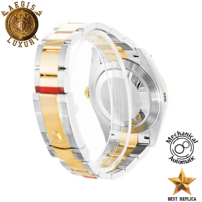 replica rolex oyster perpetual datejust two tone stainless steel luxury watch side profile