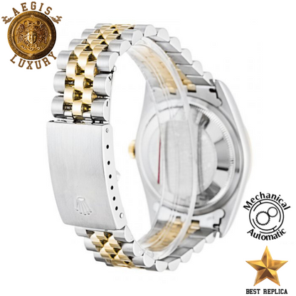 replica rolex oyster perpetual datejust two tone stainless steel jubilee luxury watch side profile