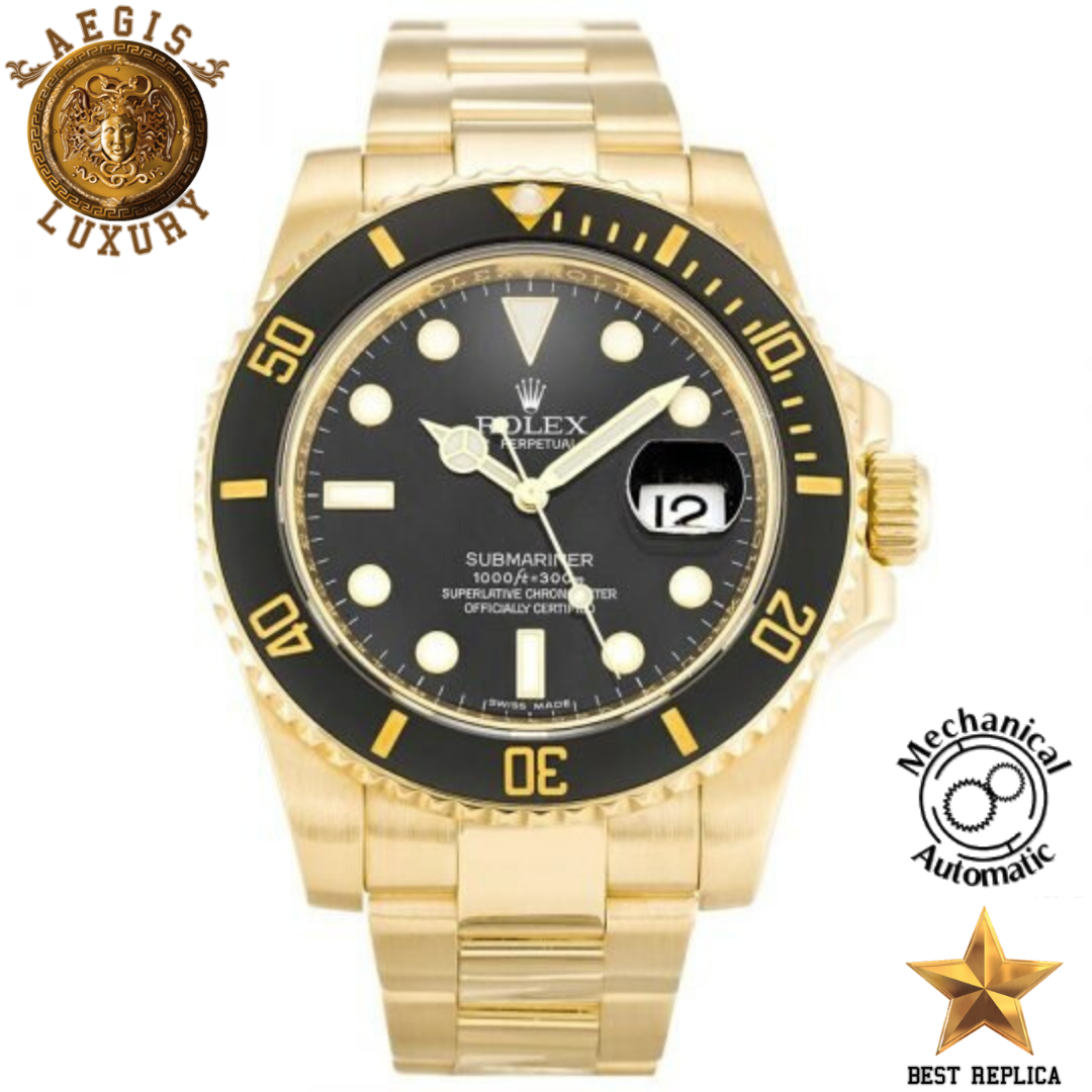 replica rolex submariner black dial 116618ln gold luxury watch buvola