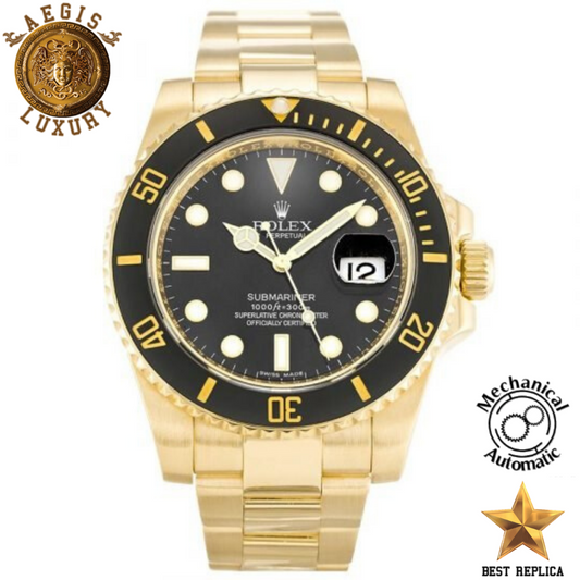 replica rolex submariner black dial 116618ln gold luxury watch buvola