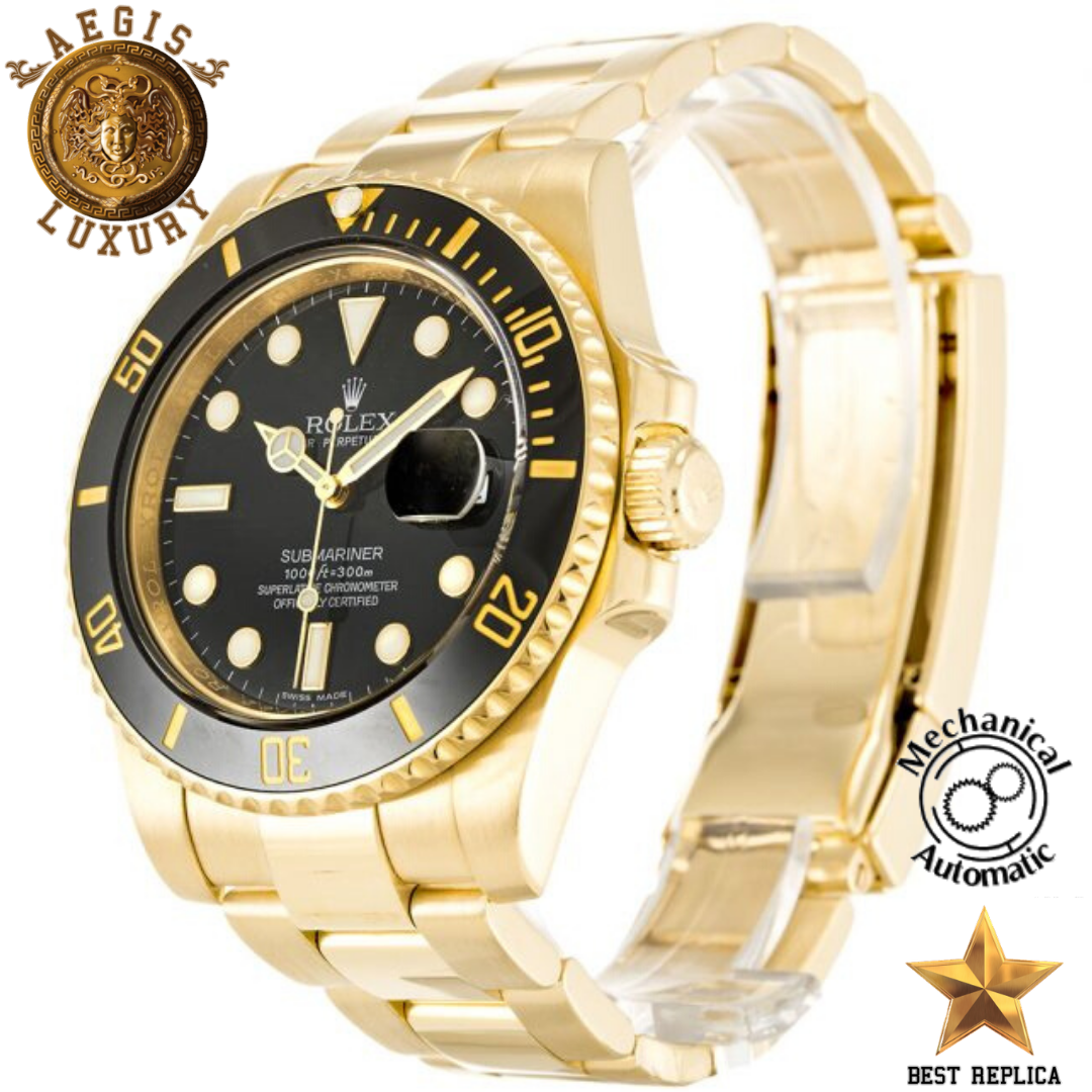 replica rolex submariner black dial 116618ln gold watch buvola