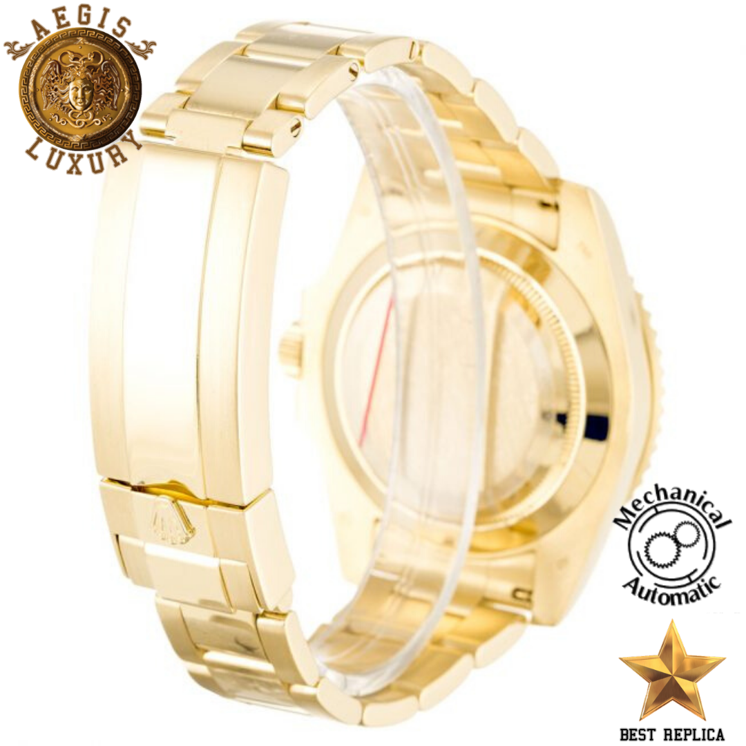 replica rolex submariner 116618ln premium black dial gold watch buvola