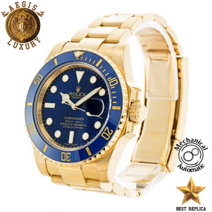 replica rolex submariner blue dial gold watch buvola