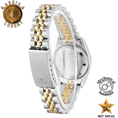 replica rolex women oyster perpetual silver yellow gold stainless steel luxury watch side profile